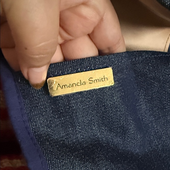 Amanda Smith Red and Tan Striped Tote - Picture 11 of 16